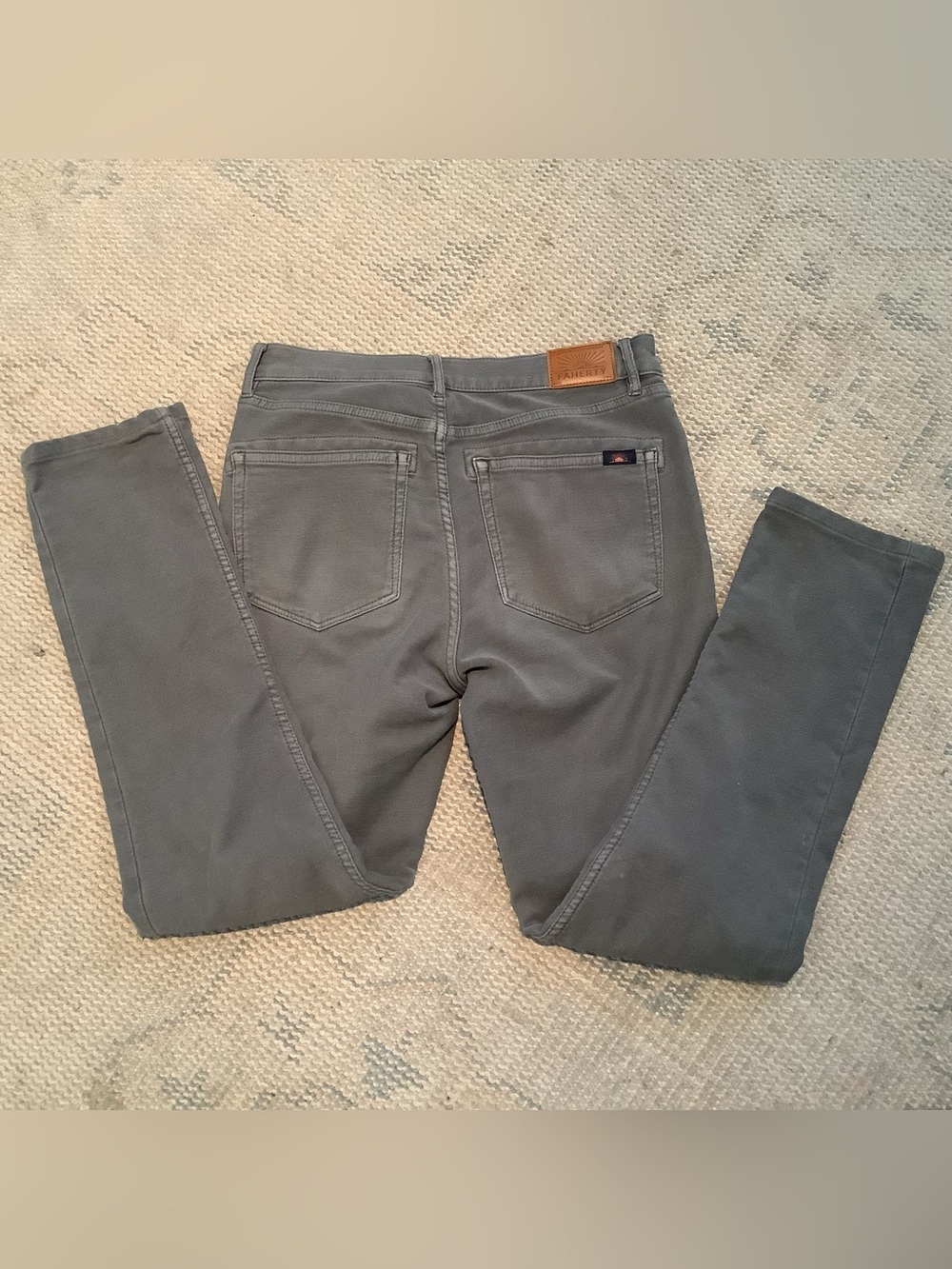Faherty Grey Stretch Terry 5-Pocket Jeans Slim Straight - Men’s 28x32